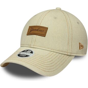 Petten gebogen beige verstelbaar 9TWENTY Denim van New York Yankees MLB van New Era