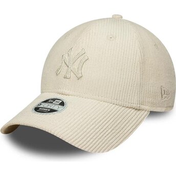 Petten gebogen beige verstelbaar 9FORTY Cord van New York Yankees MLB van New Era