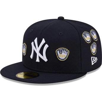 Petten plat marineblauw fitted 59FIFTY Spike Lee Gloves van New York Yankees MLB van New Era