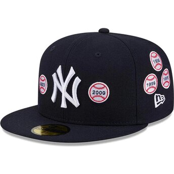 Petten plat marineblauw fitted 59FIFTY Spike Lee Patches van New York Yankees MLB van New Era