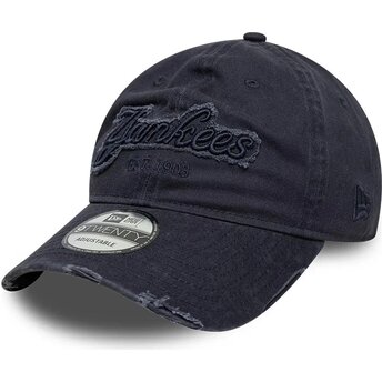 Petten gebogen marineblauw verstelbaar 9TWENTY Distress Wordmark van New York Yankees MLB van New Era