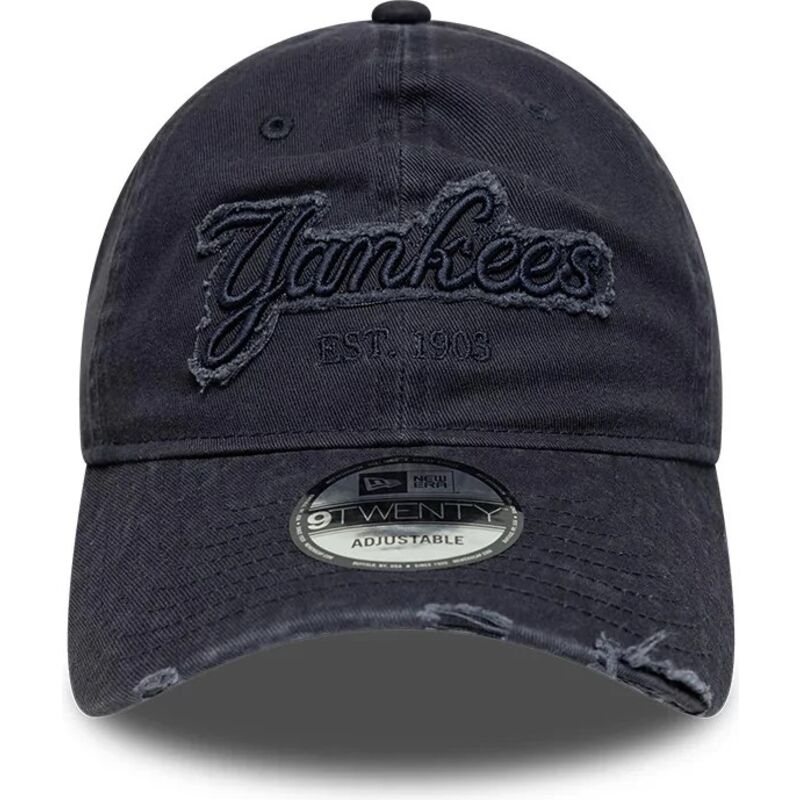 petten-gebogen-marineblauw-verstelbaar-9twenty-distress-wordmark-van-new-york-yankees-mlb-van-new-era