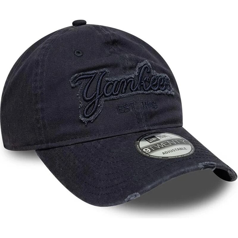 petten-gebogen-marineblauw-verstelbaar-9twenty-distress-wordmark-van-new-york-yankees-mlb-van-new-era