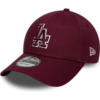 Petten gebogen rood verstelbaar 9FORTY Team Outline van Los Angeles Dodgers MLB van New Era