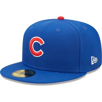Petten plat blauw fitted 59FIFTY AC Perf van Chicago Cubs MLB van New Era