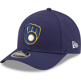 Petten gebogen marineblauw snapback 9FORTY M-Crown Player Replica van Milwaukee Brewers MLB van New Era