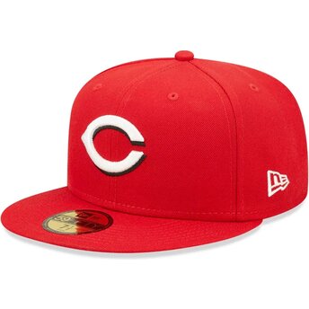Petten plat rood fitted 59FIFTY AC Perf van Cincinnati Reds MLB van New Era