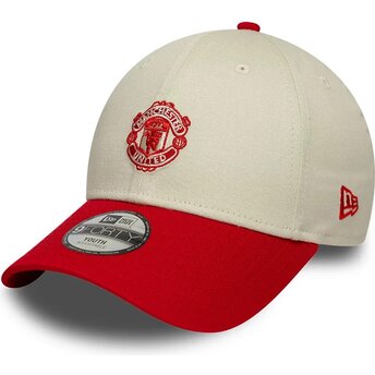 Petten gebogen beige verstelbaar voor kinderen 9FORTY Contrast van Manchester United Football Club Premier League van New Era