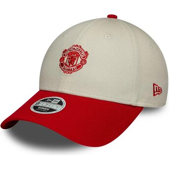 Petten gebogen beige verstelbaar 9FORTY Contrast van Manchester United Football Club Premier League van New Era