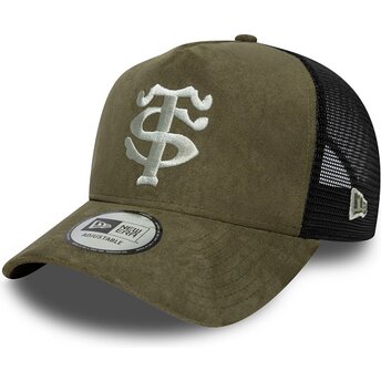 Petten gebogen groen snapback E Frame Faux Suede van Stade Toulousain Top 14 van New Era