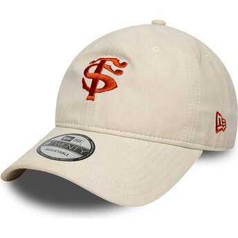 Petten gebogen beige verstelbaar 9TWENTY Faux Suede van Stade Toulousain Top 14 van New Era