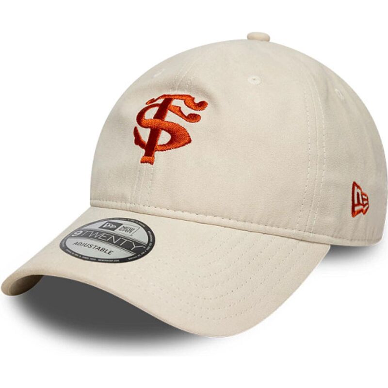 petten-gebogen-beige-verstelbaar-9twenty-faux-suede-van-stade-toulousain-top-14-van-new-era