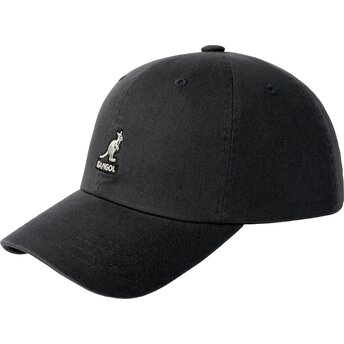 Petten gebogen zwart verstelbaar Washed Baseball Black van Kangol