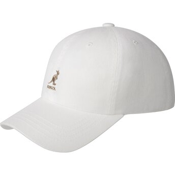 Petten gebogen wit verstelbaar Washed Baseball White van Kangol