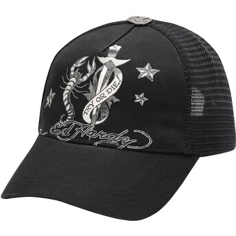 Petten gebogen zwart snapback Dagger Scorpion van Ed Hardy