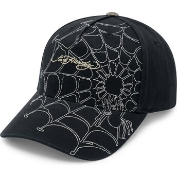 Petten gebogen zwart verstelbaar Spiderweb van Ed Hardy
