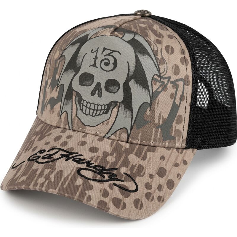 petten-gebogen-grijs-snapback-13-skull-van-ed-hardy