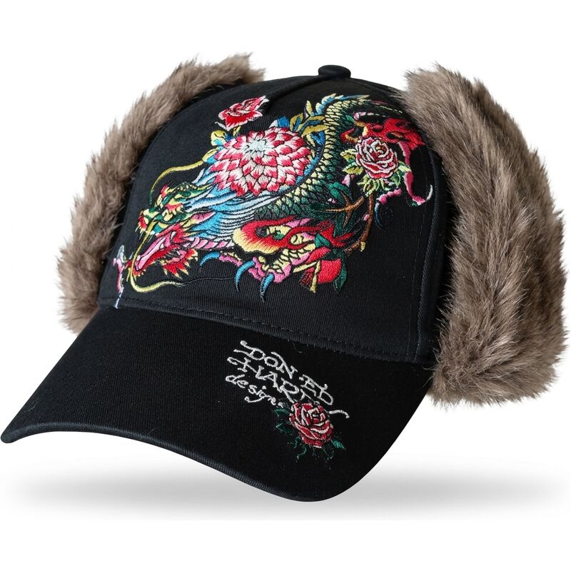 petten-gebogen-zwart-fitted-crawling-trapper-van-ed-hardy