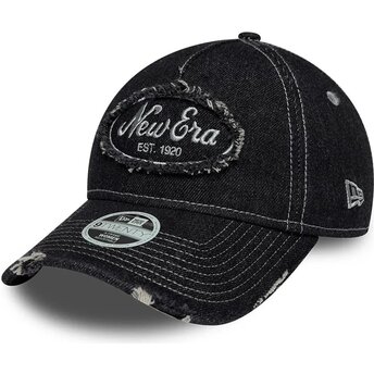 Petten gebogen zwart verstelbaar 9TWENTY A Frame Distress van New Era