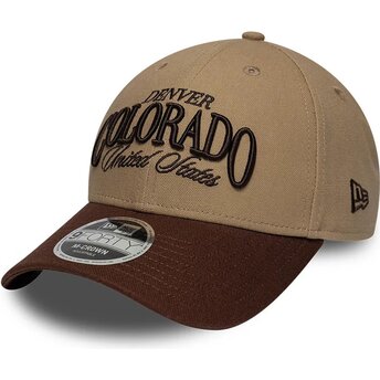 Petten gebogen bruin verstelbaar 9FORTY M-Crown Wordmark van Denver Colorado van New Era