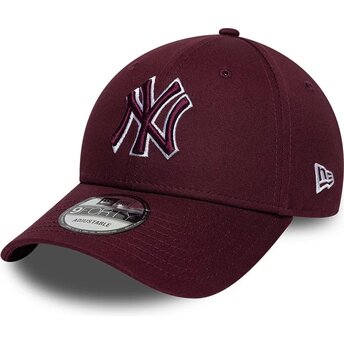 Petten gebogen rood verstelbaar 9FORTY Team Outline van New York Yankees MLB van New Era