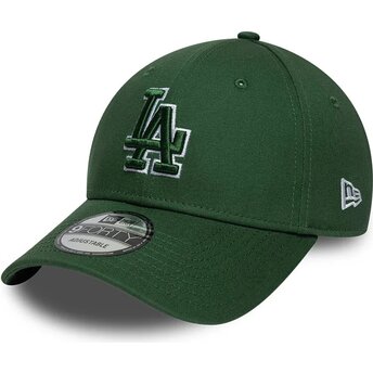 Petten gebogen groen verstelbaar 9FORTY Team Outline van Los Angeles Dodgers MLB van New Era