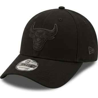 Petten gebogen zwart verstelbaar 9FORTY Team Outline van Chicago Bulls NBA van New Era