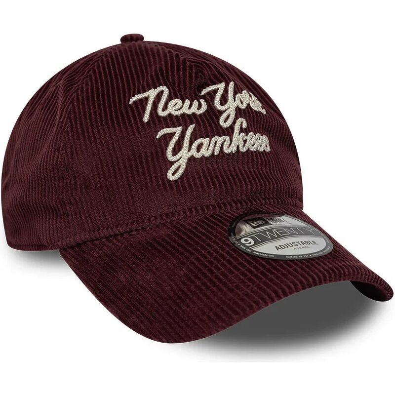 petten-gebogen-rood-verstelbaar-9twenty-a-frame-cord-script-van-new-york-yankees-mlb-van-new-era