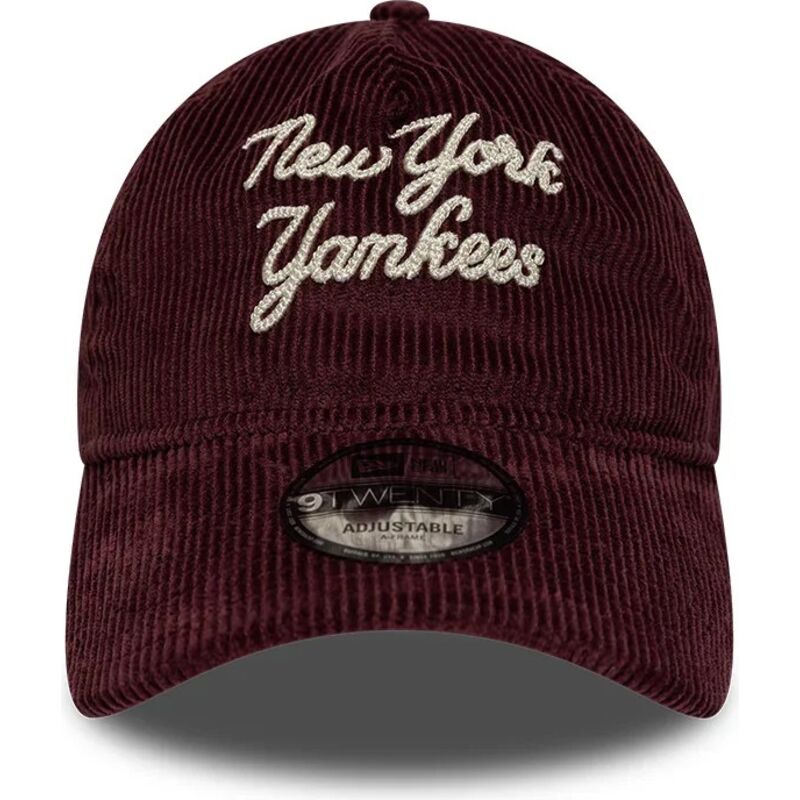 petten-gebogen-rood-verstelbaar-9twenty-a-frame-cord-script-van-new-york-yankees-mlb-van-new-era