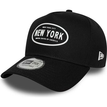 Petten gebogen zwart snapback 9FORTY E Frame Rubber van New York van New Era
