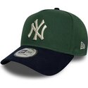 petten-gebogen-groen-snapback-9forty-e-frame-suede-visor-van-new-york-yankees-mlb-van-new-era