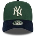 petten-gebogen-groen-snapback-9forty-e-frame-suede-visor-van-new-york-yankees-mlb-van-new-era