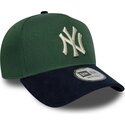 petten-gebogen-groen-snapback-9forty-e-frame-suede-visor-van-new-york-yankees-mlb-van-new-era