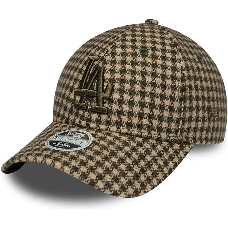 petten-gebogen-groen-verstelbaar-9forty-m-crown-houndstooth-van-los-angeles-dodgers-mlb-van-new-era