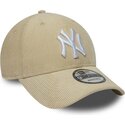 petten-gebogen-beige-snapback-9forty-entry-cord-van-new-york-yankees-mlb-van-new-era