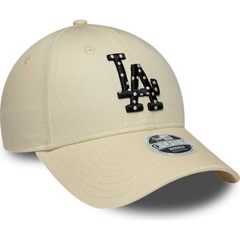 Petten gebogen beige verstelbaar 9FORTY Infill van Los Angeles Dodgers MLB van New Era