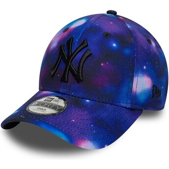 Petten gebogen meerkleurig snapback voor kinderen 9FORTY All Over Print Space van New York Yankees MLB van New Era
