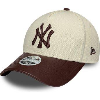 Petten gebogen beige verstelbaar 9FORTY M-Crown Fabric Mix van New York Yankees MLB van New Era