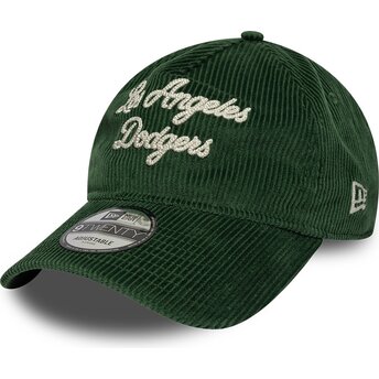 Petten gebogen groen verstelbaar 9TWENTY A Frame Cord Script van Los Angeles Dodgers MLB van New Era