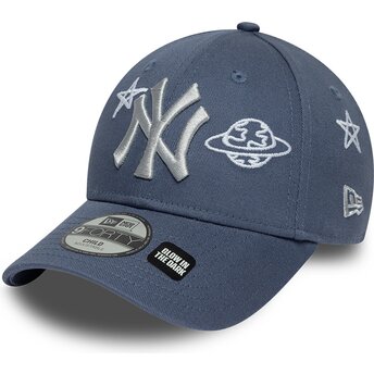 Petten gebogen blauw verstelbaar voor kinderen 9FORTY Space Glow In The Dark van New York Yankees MLB van New Era