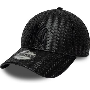Petten gebogen zwart snapback 9FORTY PU Weave van New York Yankees MLB van New Era