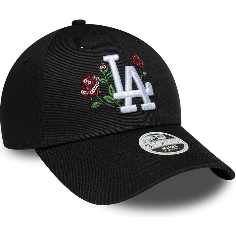 petten-gebogen-zwart-snapback-9forty-rose-sequin-van-los-angeles-dodgers-mlb-van-new-era