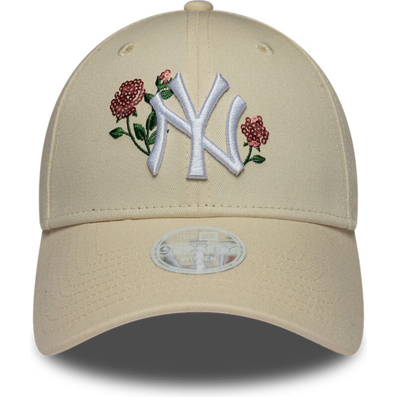 petten-gebogen-beige-snapback-9forty-rose-sequin-van-new-york-yankees-mlb-van-new-era