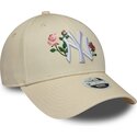 petten-gebogen-beige-snapback-9forty-rose-sequin-van-new-york-yankees-mlb-van-new-era