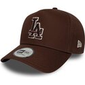 petten-gebogen-bruin-snapback-9forty-e-frame-team-outline-van-los-angeles-dodgers-mlb-van-new-era