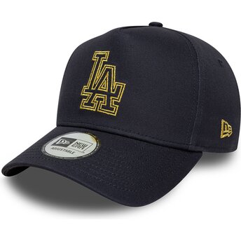 Petten gebogen marineblauw snapback 9FORTY dorado E Frame Metallic Outline van Los Angeles Dodgers MLB van New Era