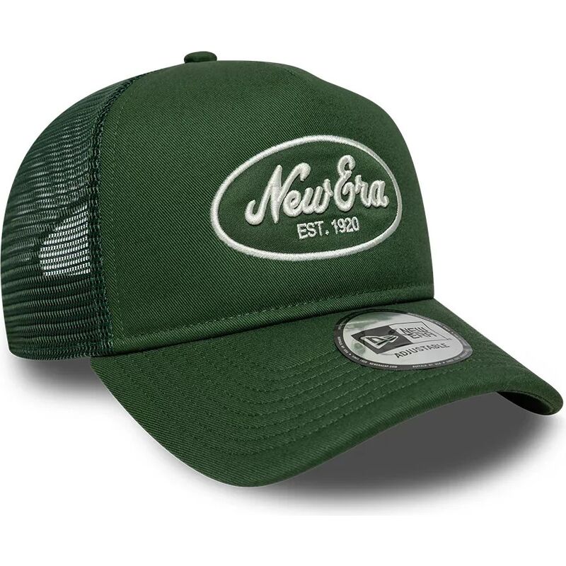 petten-gebogen-groen-snapback-a-frame-oval-patch-foam-van-new-era