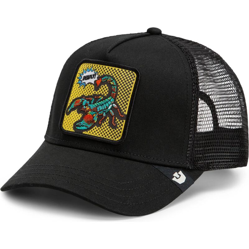 petten-gebogen-zwart-snapback-deadly-scorpion-pop-art-strikes-back-the-farm-goorin-bros