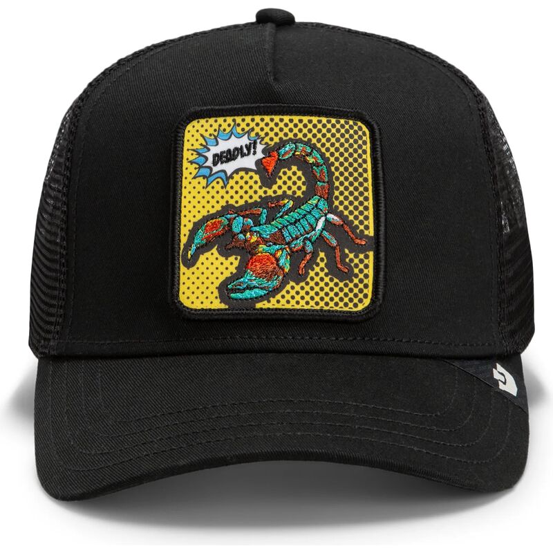 petten-gebogen-zwart-snapback-deadly-scorpion-pop-art-strikes-back-the-farm-goorin-bros