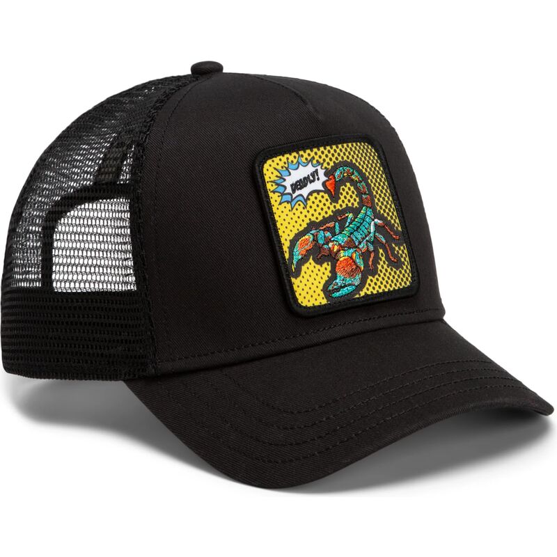 petten-gebogen-zwart-snapback-deadly-scorpion-pop-art-strikes-back-the-farm-goorin-bros